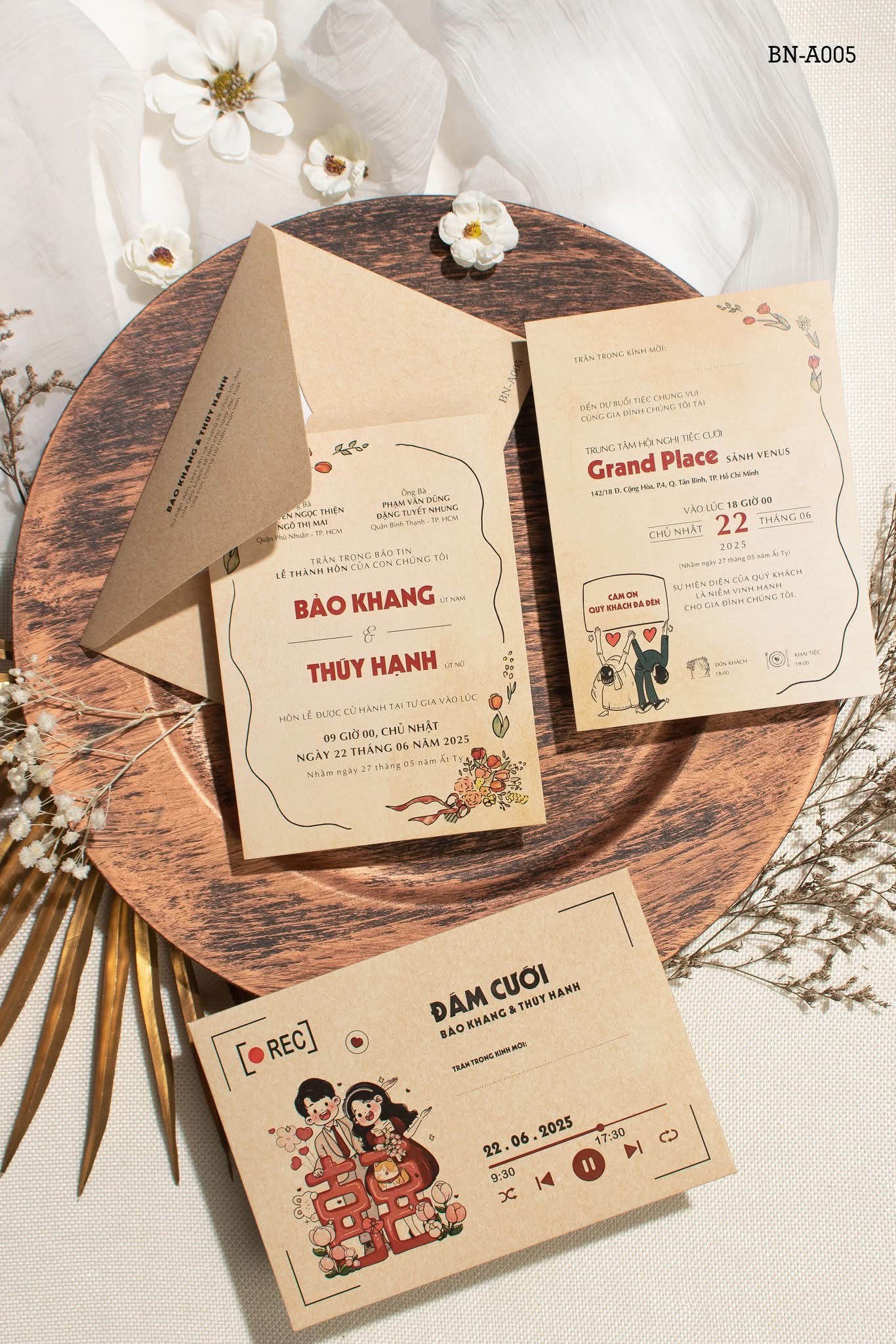 in thiệp cưới đẹp giá rẻ đồng xoài, bình phước khánh huyền