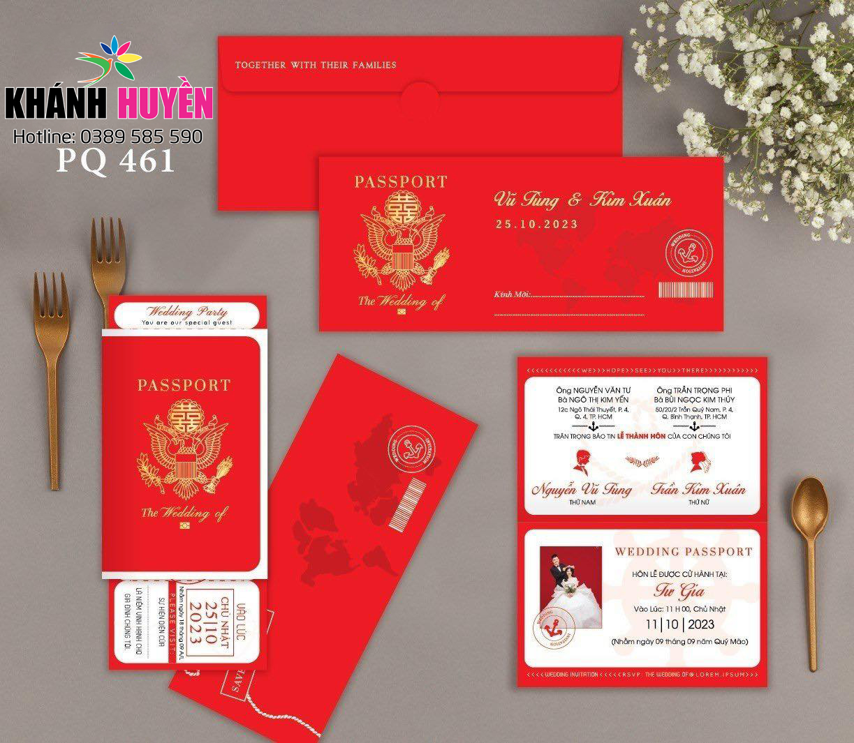 in thiệp cưới đẹp giá rẻ đồng xoài, bình phước khánh huyền